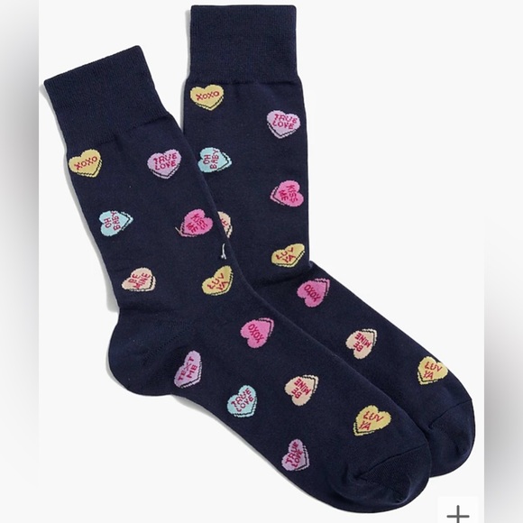J CREW Mens CANDY HEART novelty Dress Socks LOVE Valentine’s Day conversation - Picture 1 of 3